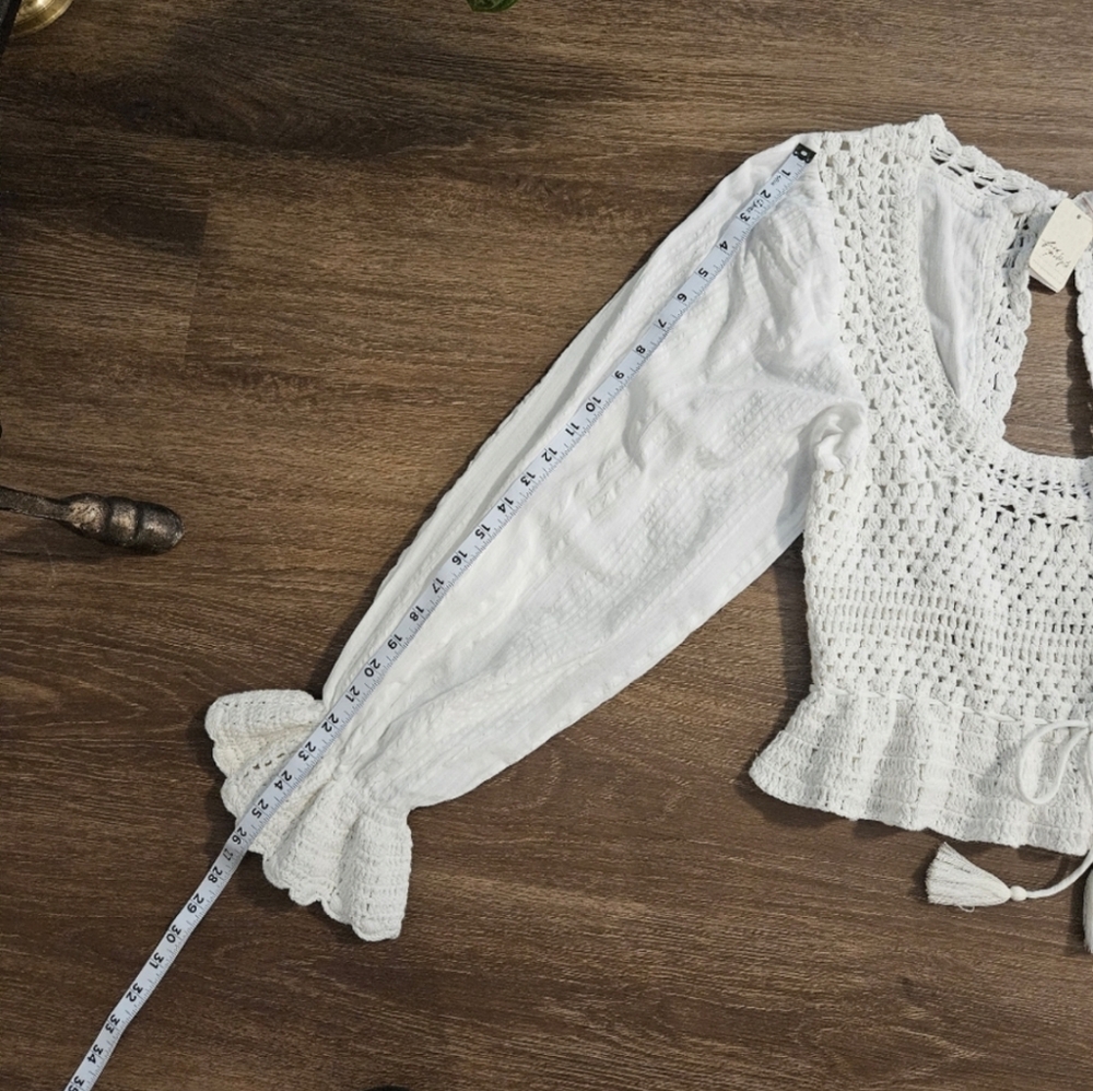 Free People White Crochet Blouse - Picture 10 of 11